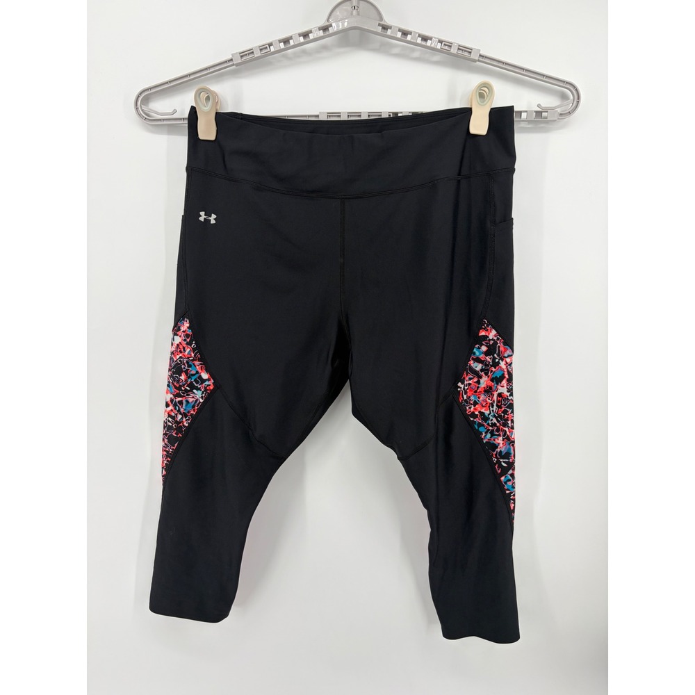 Under Armour Womens 3X Black HeatGear Compression Capri Leggings Side Pockets